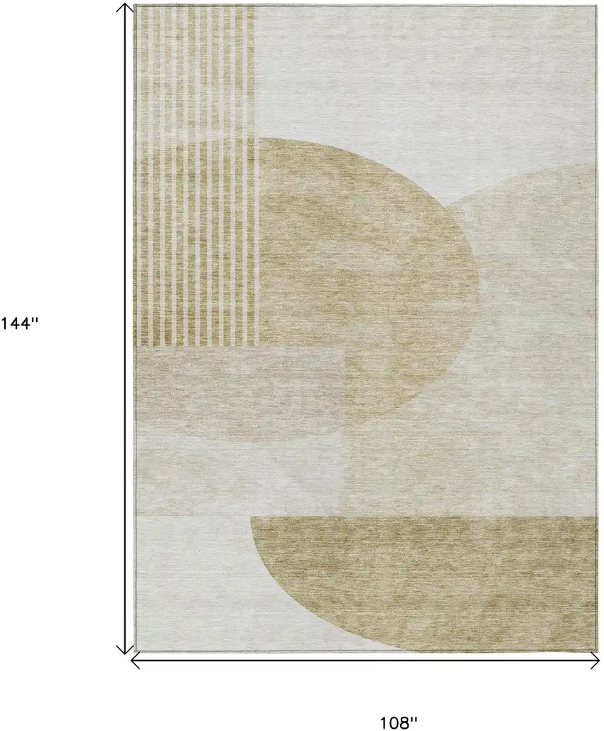 Brown Beige And Ivory Geometric Washable Indoor Outdoor Area Rug Photo 3
