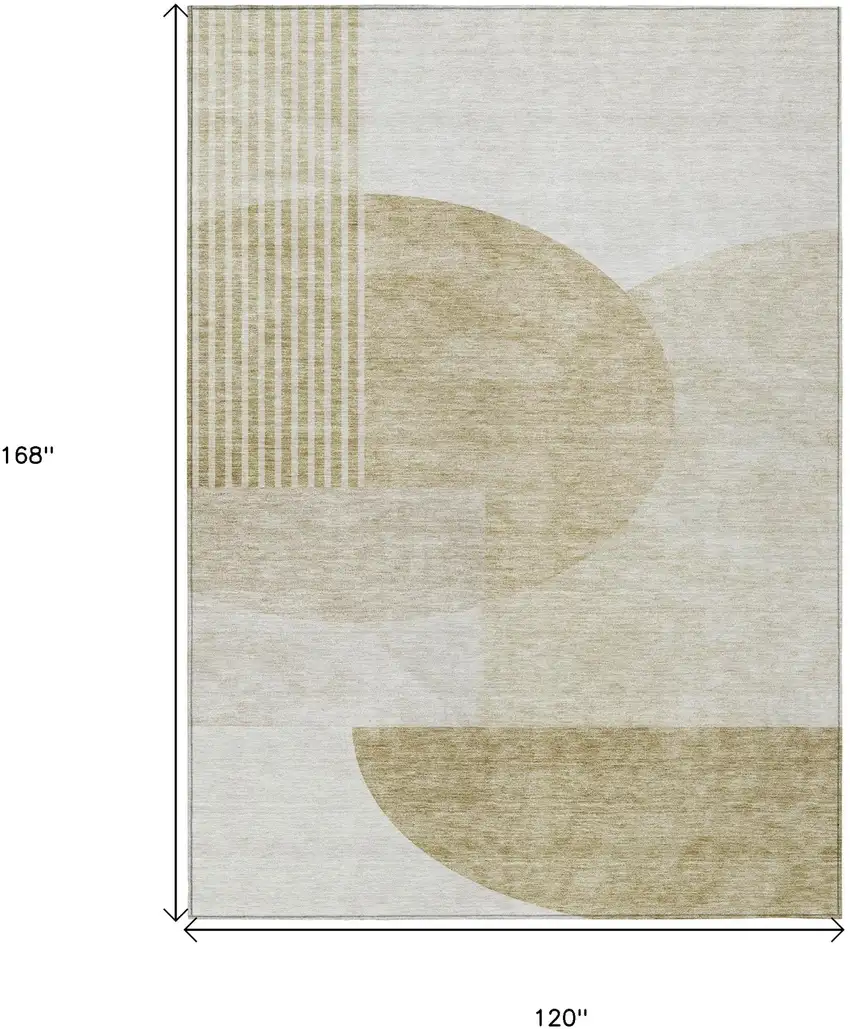 Brown Beige And Ivory Geometric Washable Indoor Outdoor Area Rug Photo 3