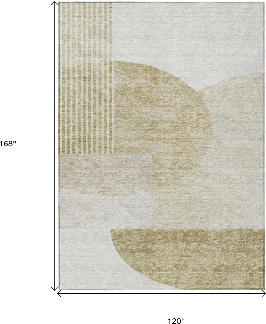 Brown Beige And Ivory Geometric Washable Indoor Outdoor Area Rug Photo 3