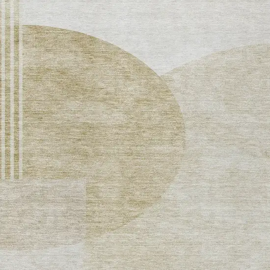 Brown Beige And Ivory Geometric Washable Indoor Outdoor Area Rug Photo 6