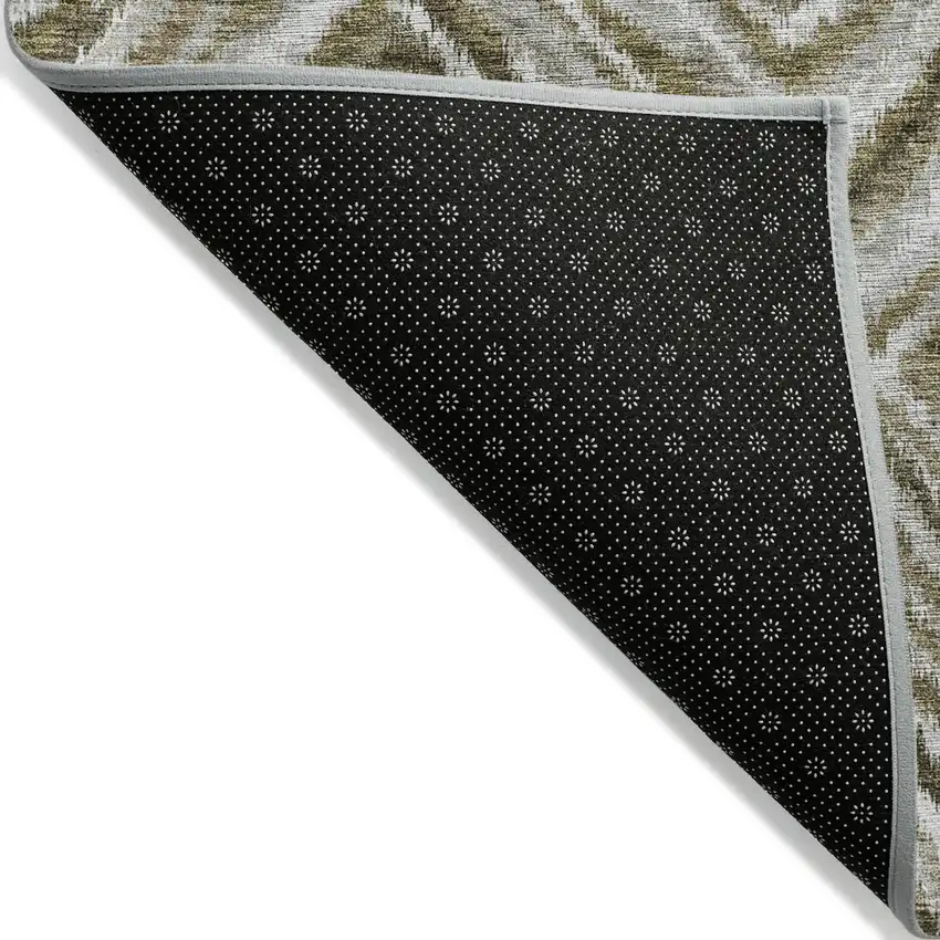 Brown Beige And Ivory Geometric Washable Indoor Outdoor Area Rug Photo 4