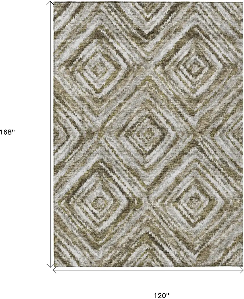 Brown Beige And Ivory Geometric Washable Indoor Outdoor Area Rug Photo 3