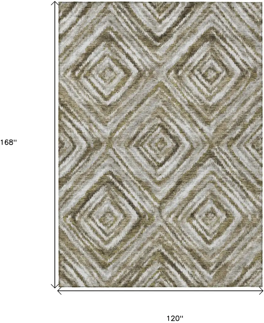 Brown Beige And Ivory Geometric Washable Indoor Outdoor Area Rug Photo 3