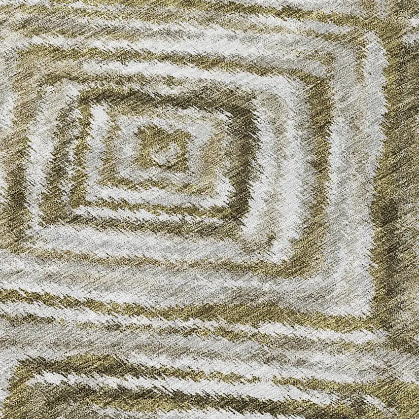 Brown Beige And Ivory Geometric Washable Indoor Outdoor Area Rug Photo 6