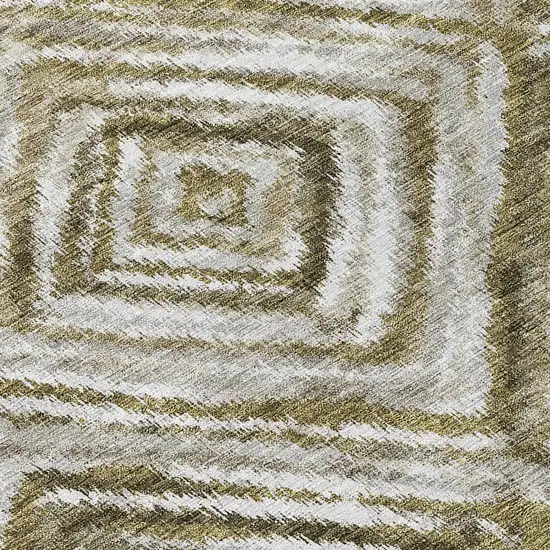 Brown Beige And Ivory Geometric Washable Indoor Outdoor Area Rug Photo 6