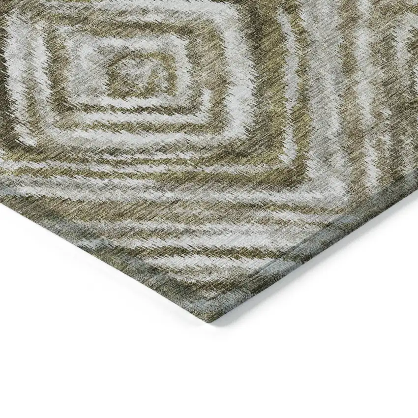 Brown Beige And Ivory Geometric Washable Indoor Outdoor Area Rug Photo 5