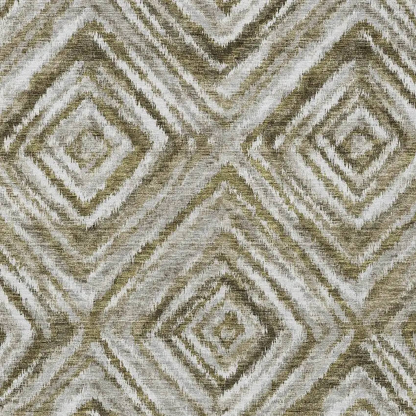 Brown Beige And Ivory Geometric Washable Indoor Outdoor Area Rug Photo 7