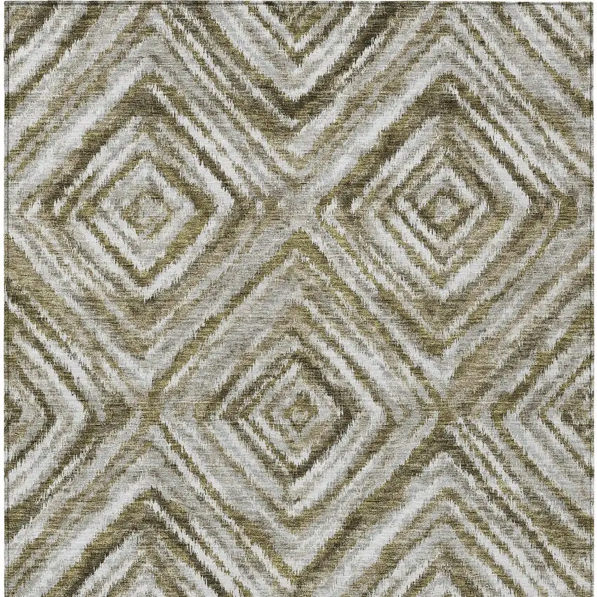 Brown Beige And Ivory Geometric Washable Indoor Outdoor Area Rug Photo 8