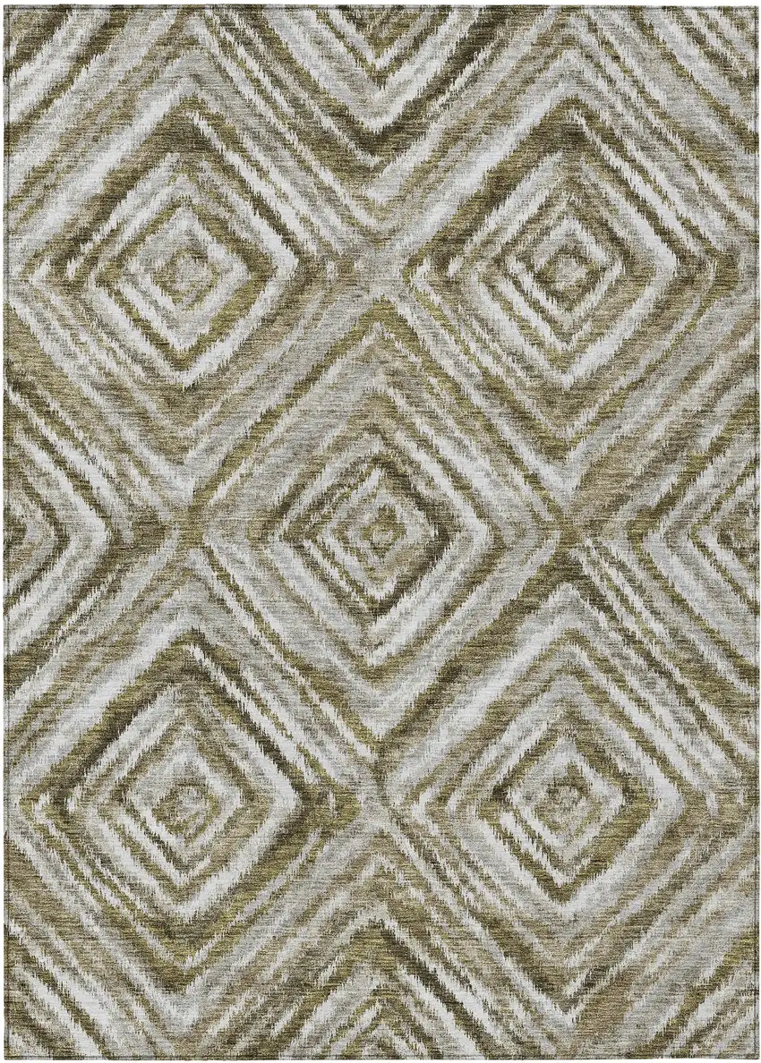 Brown Beige And Ivory Geometric Washable Indoor Outdoor Area Rug Photo 2