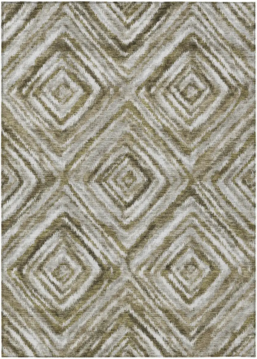 Brown Beige And Ivory Geometric Washable Indoor Outdoor Area Rug Photo 2