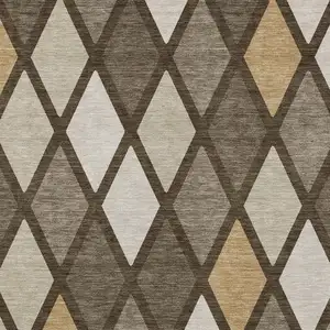 Photo of Brown Beige And Ivory Geometric Washable Indoor Outdoor Area Rug
