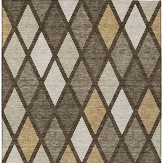 Brown Beige And Ivory Geometric Washable Indoor Outdoor Area Rug Photo 6