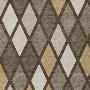 Photo of Brown Beige And Ivory Geometric Washable Indoor Outdoor Area Rug