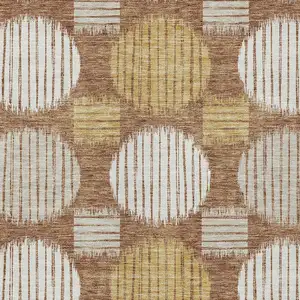 Photo of Brown Beige And Ivory Geometric Washable Indoor Outdoor Area Rug