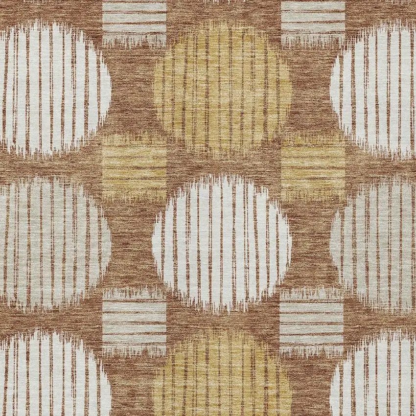 Brown Beige And Ivory Geometric Washable Indoor Outdoor Area Rug Photo 5