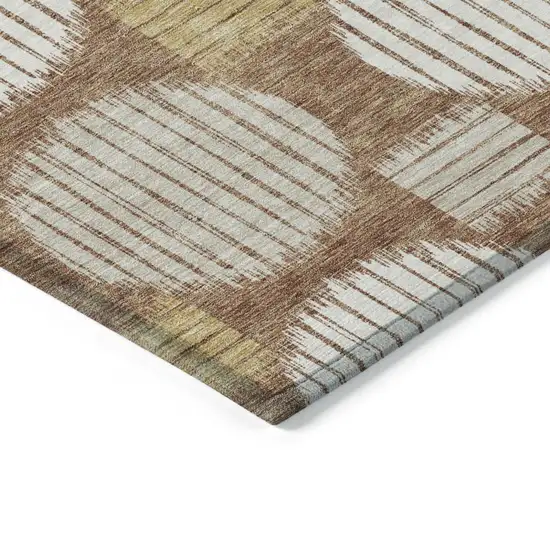 Brown Beige And Ivory Geometric Washable Indoor Outdoor Area Rug Photo 3