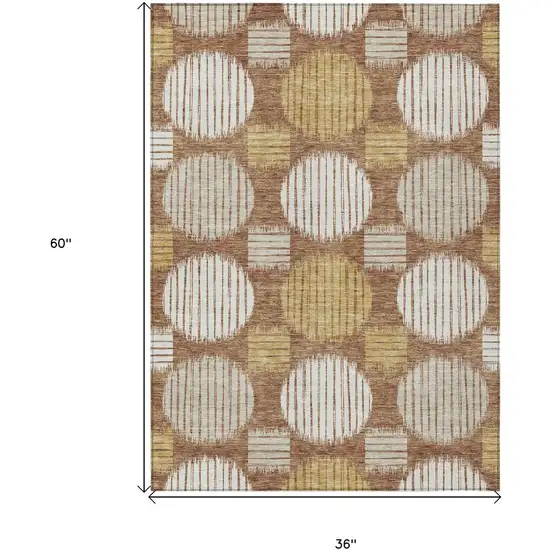 Brown Beige And Ivory Geometric Washable Indoor Outdoor Area Rug Photo 7