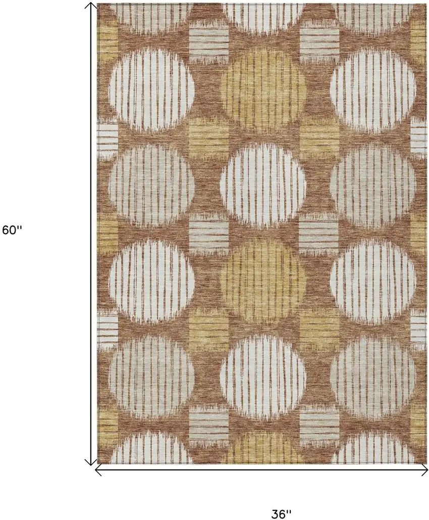 Brown Beige And Ivory Geometric Washable Indoor Outdoor Area Rug Photo 7