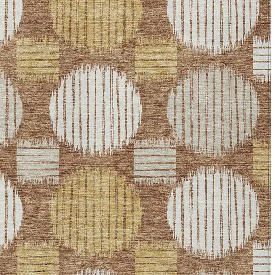 Brown Beige And Ivory Geometric Washable Indoor Outdoor Area Rug Photo 5