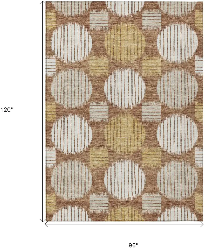 Brown Beige And Ivory Geometric Washable Indoor Outdoor Area Rug Photo 3