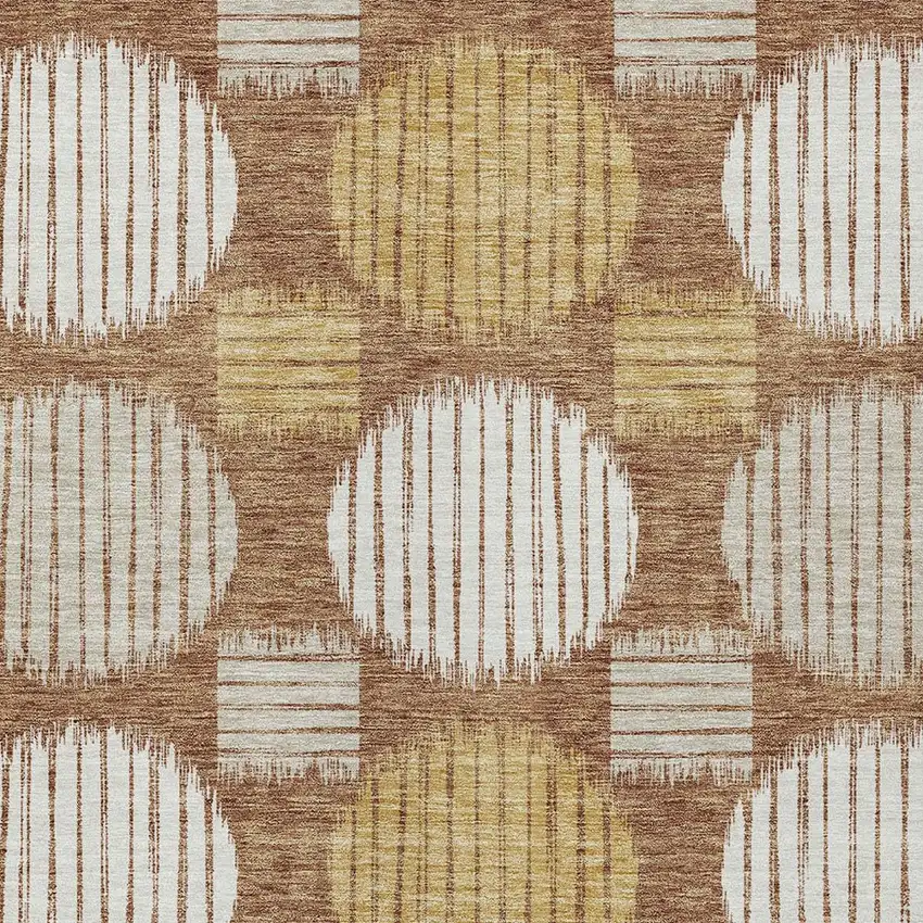 Brown Beige And Ivory Geometric Washable Indoor Outdoor Area Rug Photo 5