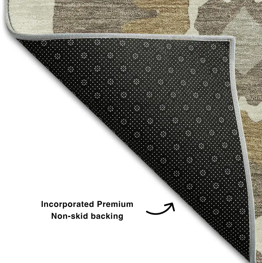 Brown Beige And Ivory Medallion Washable Area Rug With UV Protection Photo 7