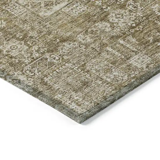 Brown Beige And Ivory Oriental Washable Indoor Outdoor Area Rug Photo 6