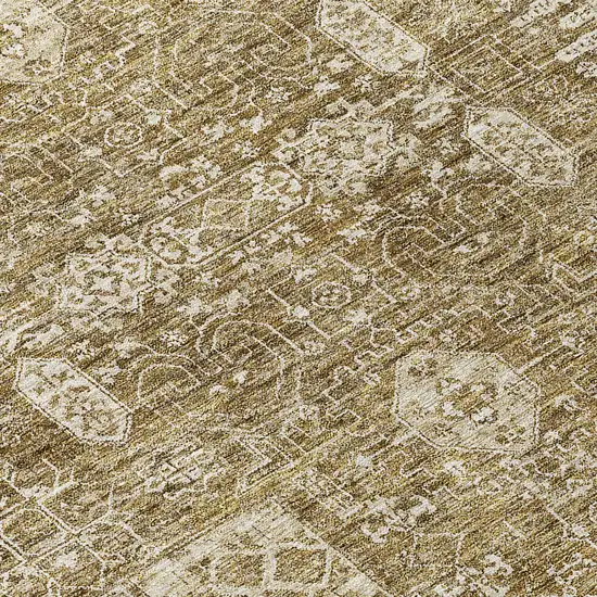 Brown Beige And Ivory Oriental Washable Indoor Outdoor Area Rug Photo 7