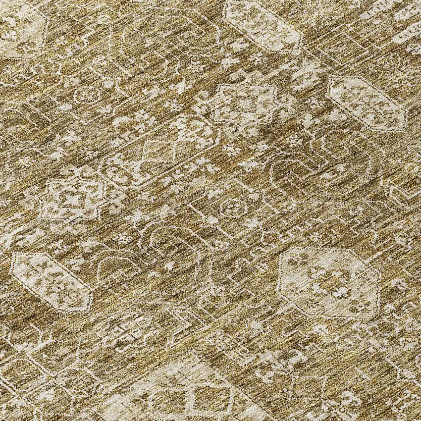 Brown Beige And Ivory Oriental Washable Indoor Outdoor Area Rug Photo 7
