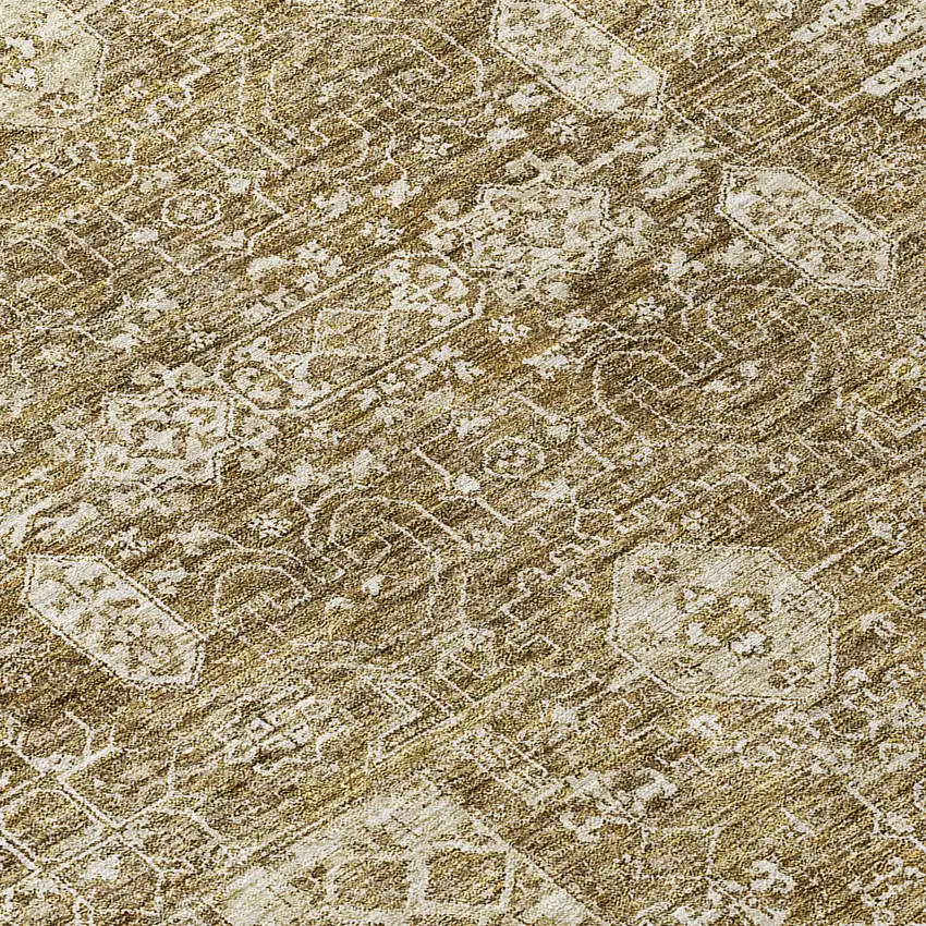 Brown Beige And Ivory Oriental Washable Indoor Outdoor Area Rug Photo 7