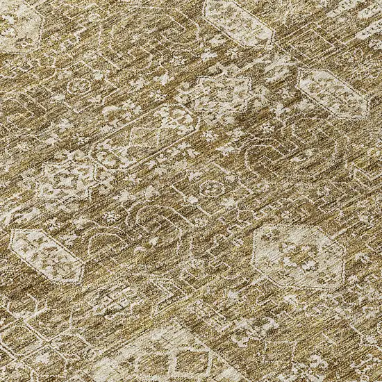Brown Beige And Ivory Oriental Washable Indoor Outdoor Area Rug Photo 4