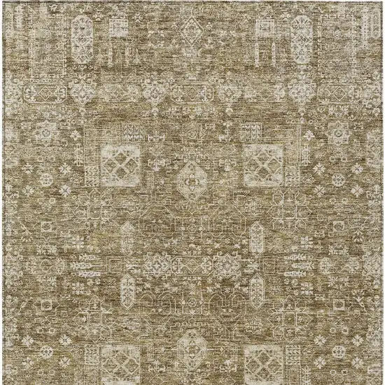 Brown Beige And Ivory Oriental Washable Indoor Outdoor Area Rug Photo 6