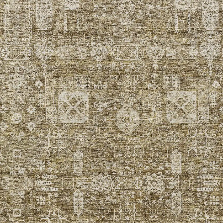 Brown Beige And Ivory Oriental Washable Indoor Outdoor Area Rug Photo 5