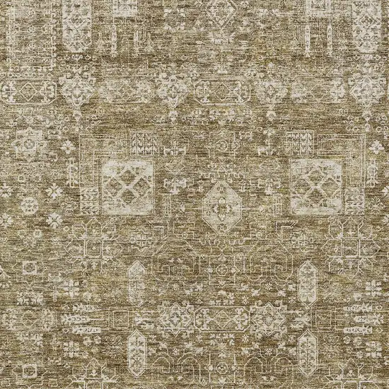 Brown Beige And Ivory Oriental Washable Indoor Outdoor Area Rug Photo 5