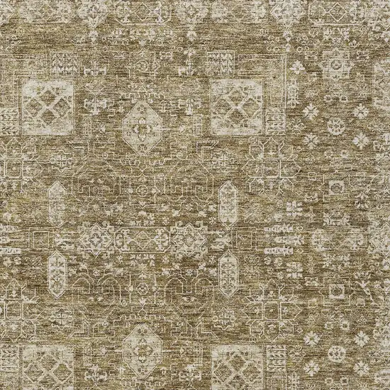 Brown Beige And Ivory Oriental Washable Indoor Outdoor Area Rug Photo 5