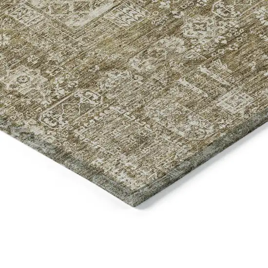 Brown Beige And Ivory Oriental Washable Indoor Outdoor Area Rug Photo 3