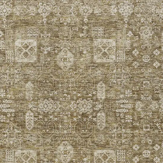 Brown Beige And Ivory Oriental Washable Indoor Outdoor Area Rug Photo 5