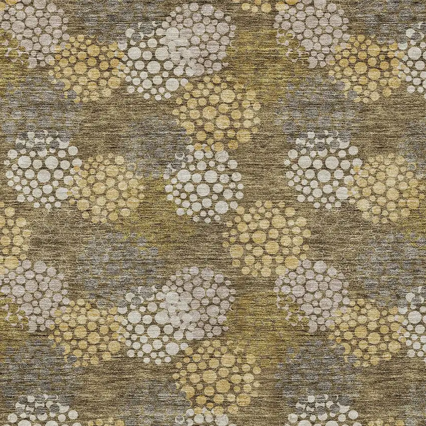 Brown Beige And Ivory Polka Dot Washable Indoor Outdoor Area Rug Photo 6