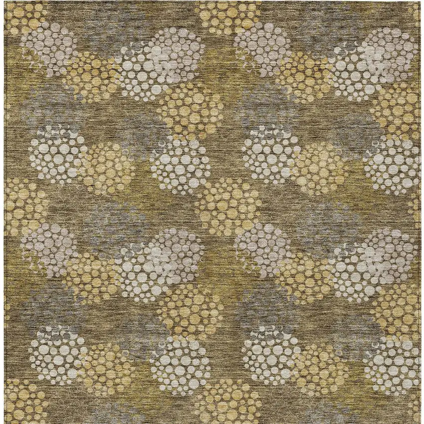 Brown Beige And Ivory Polka Dot Washable Indoor Outdoor Area Rug Photo 8