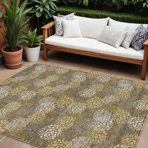 Photo of Brown Beige And Ivory Polka Dot Washable Indoor Outdoor Area Rug