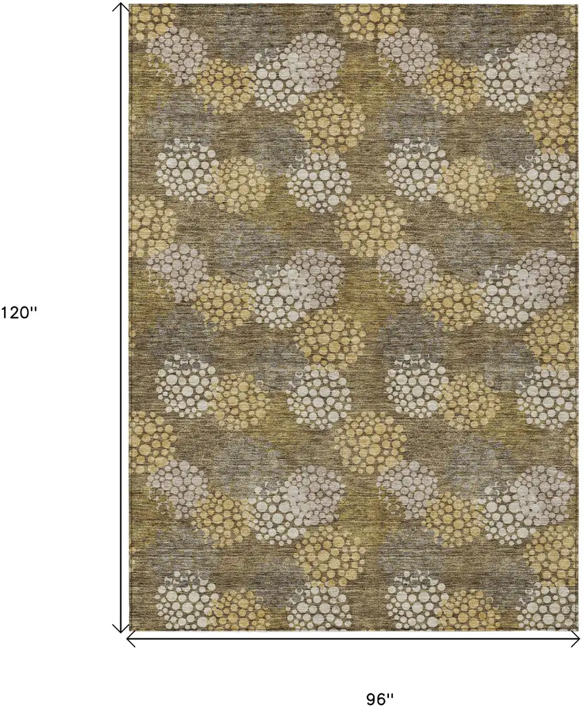 Brown Beige And Ivory Polka Dot Washable Indoor Outdoor Area Rug Photo 3
