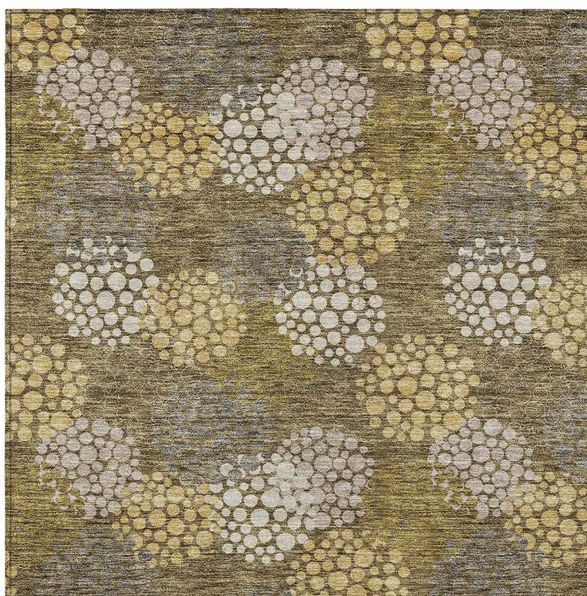 Brown Beige And Ivory Polka Dot Washable Indoor Outdoor Area Rug Photo 6