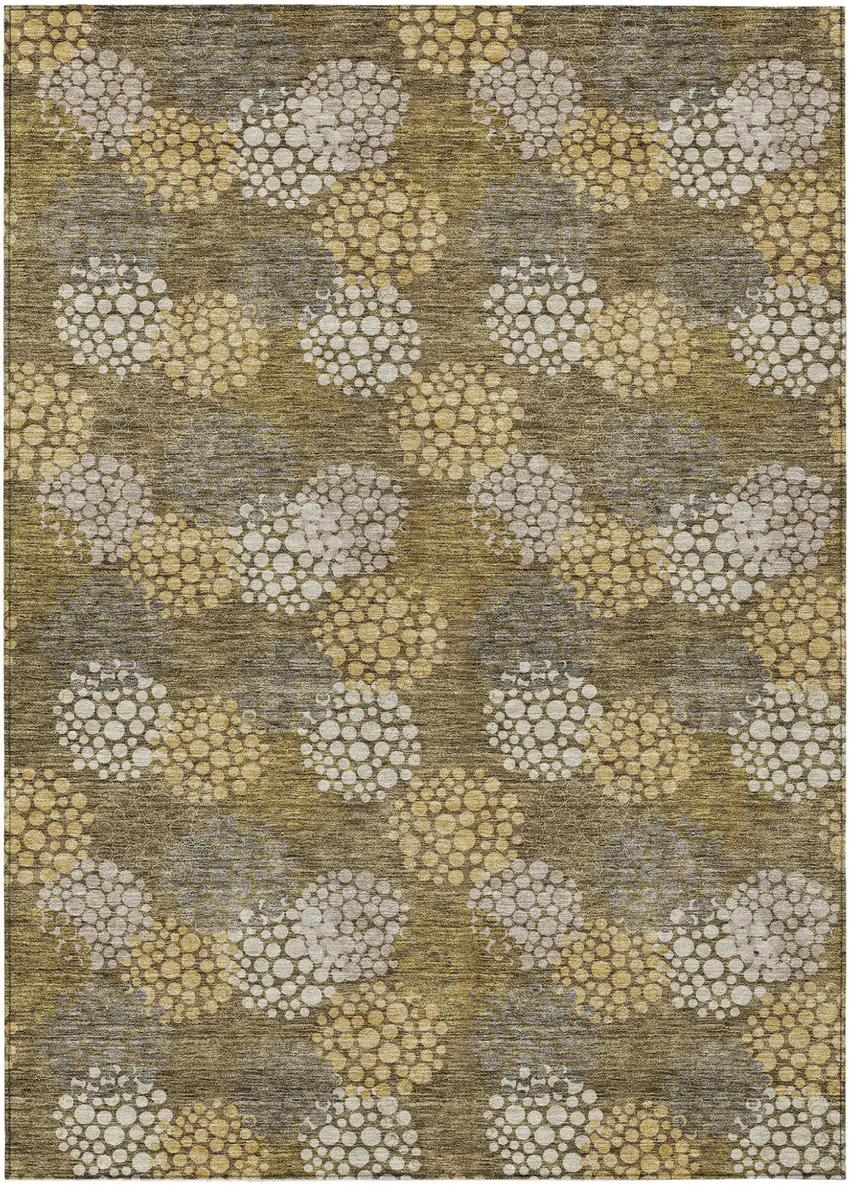 Brown Beige And Ivory Polka Dot Washable Indoor Outdoor Area Rug Photo 2