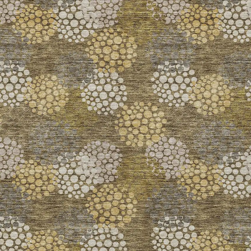Brown Beige And Ivory Polka Dot Washable Indoor Outdoor Area Rug Photo 6