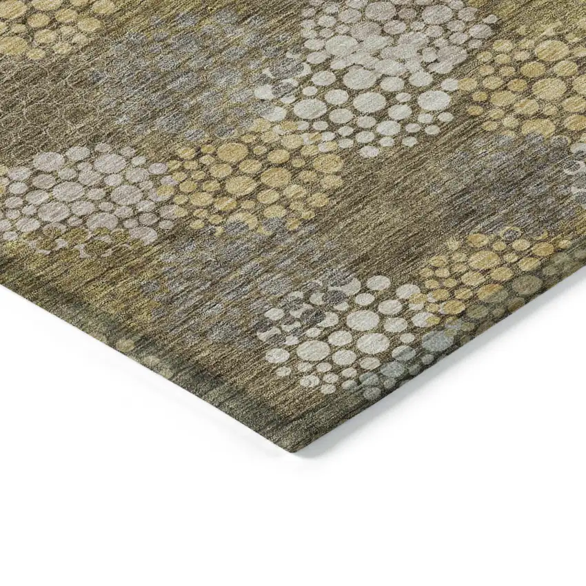 Brown Beige And Ivory Polka Dot Washable Indoor Outdoor Area Rug Photo 5
