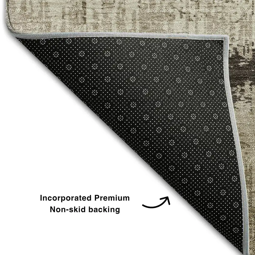 Brown Beige And Ivory Striped Washable Area Rug With UV Protection Photo 4