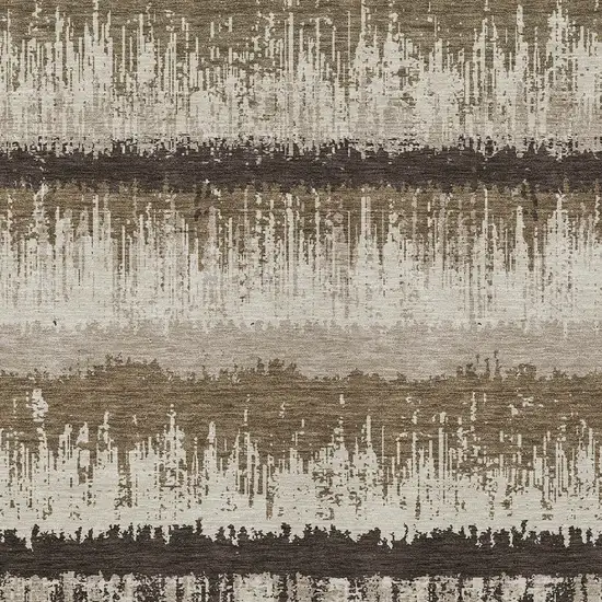 Brown Beige And Ivory Striped Washable Indoor Outdoor Area Rug Photo 5