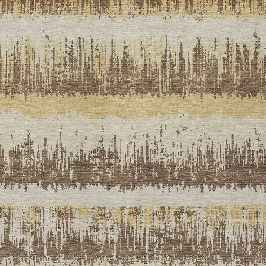 Brown Beige And Ivory Striped Washable Indoor Outdoor Area Rug Photo 5