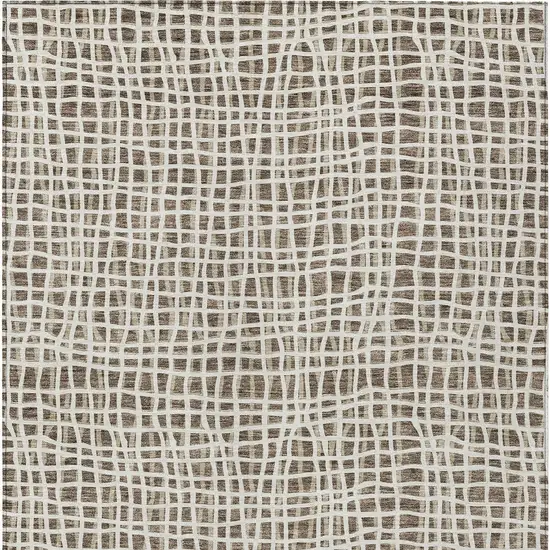 Brown Beige And Ivory Striped Washable Indoor Outdoor Area Rug Photo 4