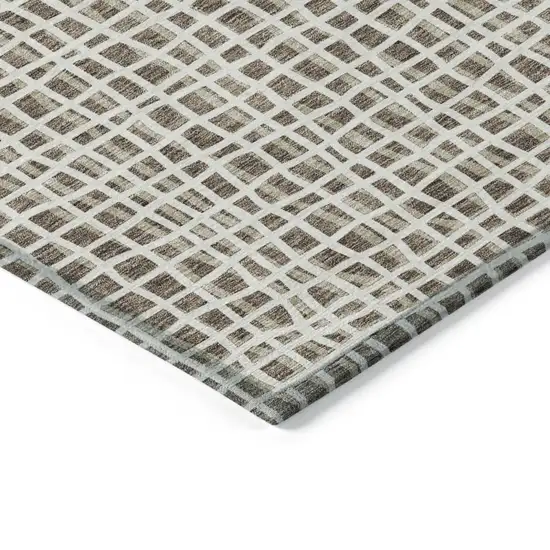Brown Beige And Ivory Striped Washable Indoor Outdoor Area Rug Photo 3
